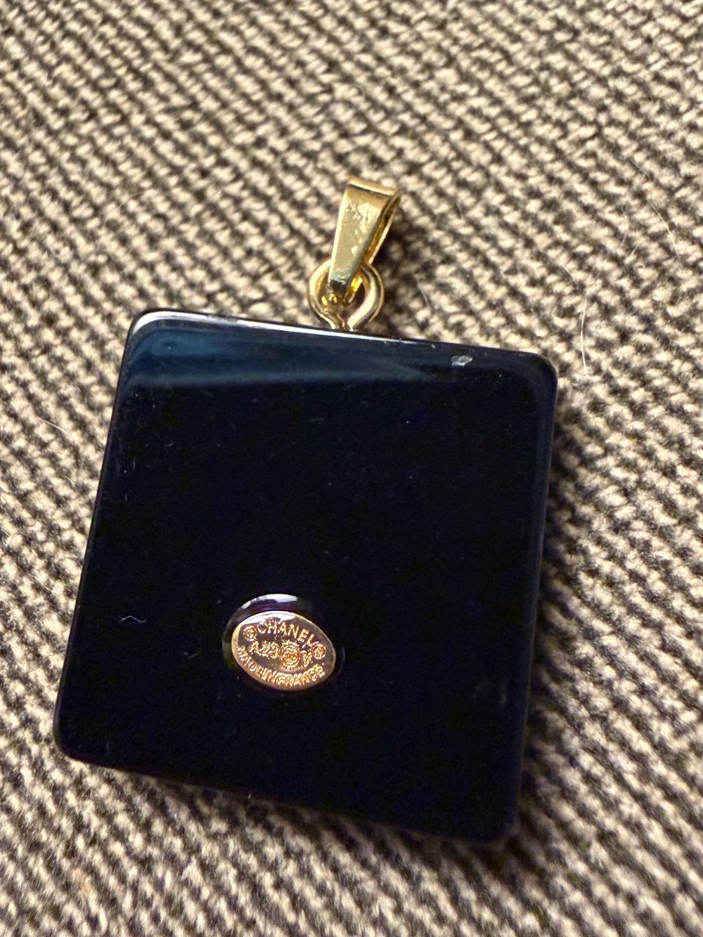 Chanel 24A CC Rhinestone Resin Checkerboard Charm Pendant Made in France - Picture 5 of 10